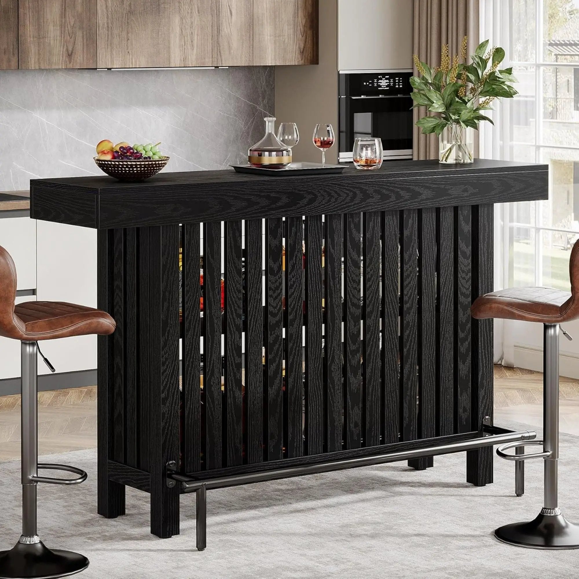2 Tier Mini Bar Table For Kitchen - Black