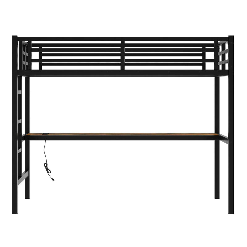 Metal Twin XL Size Loft Bed with Power Outlet and LED Light by HouseOfZazla