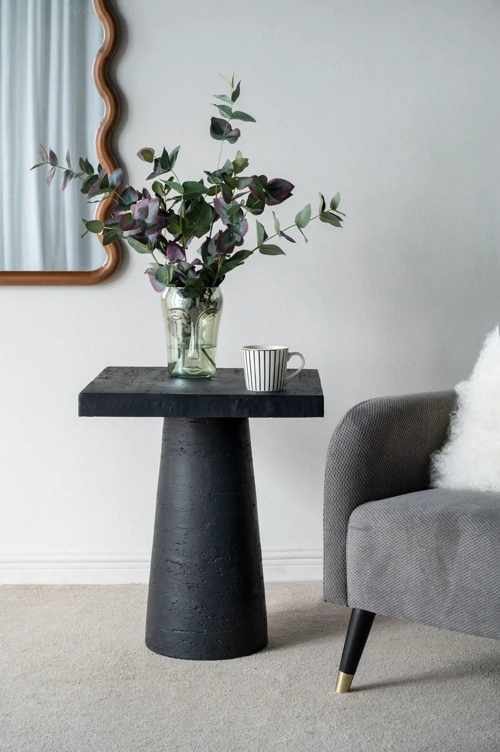Square Side Table With Pedestal Base by HouseOfZazla