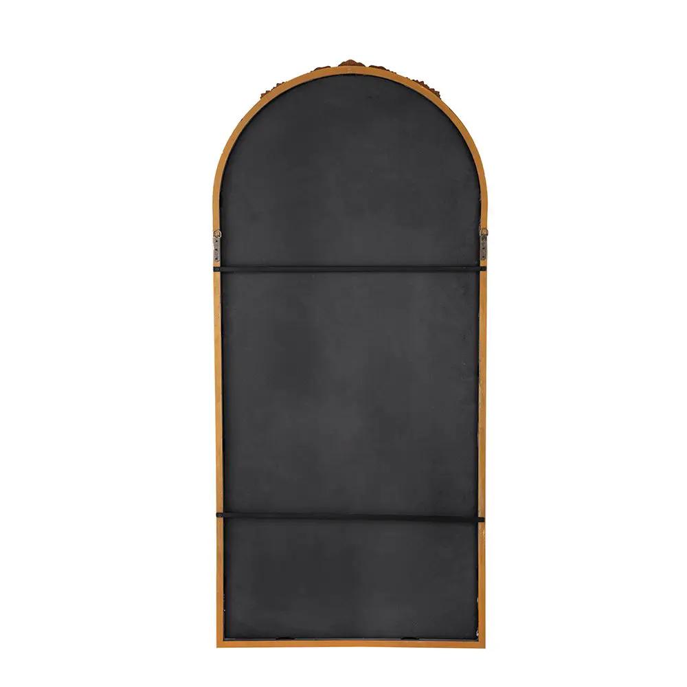 Hand Carved Rose Antique Mirror Frame, Large Arch Mirror Wall Decor For Living Room, Bathroom, Entryway - Brown by HouseOfZazla