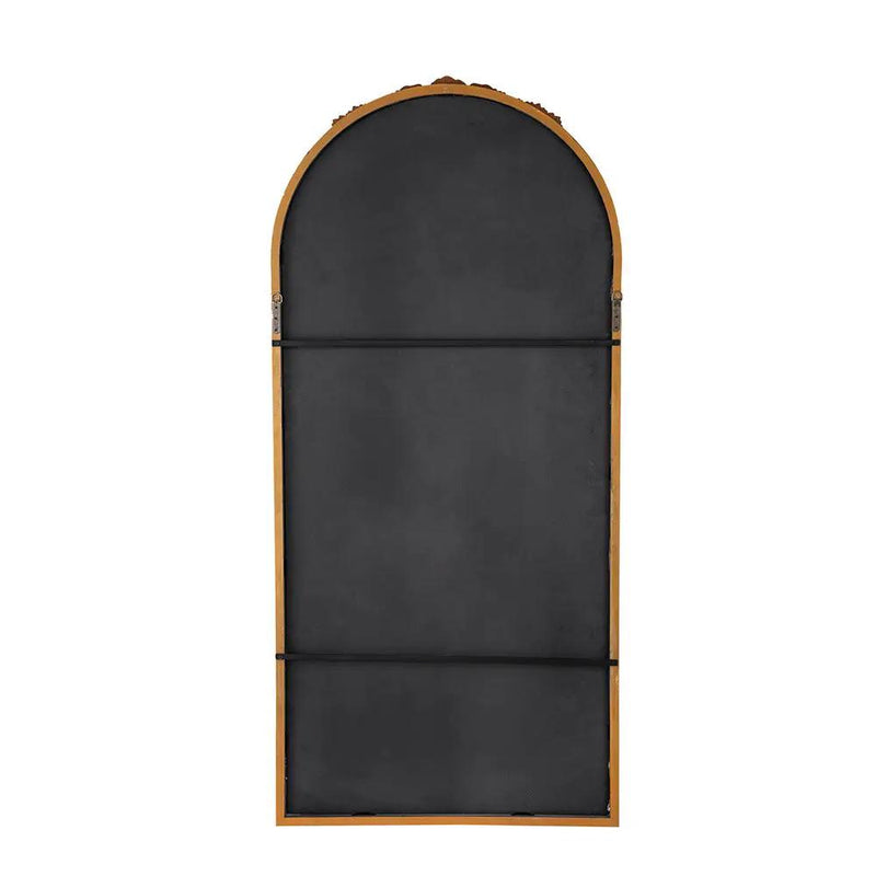 Hand Carved Rose Antique Mirror Frame, Large Arch Mirror Wall Decor For Living Room, Bathroom, Entryway - Brown by HouseOfZazla