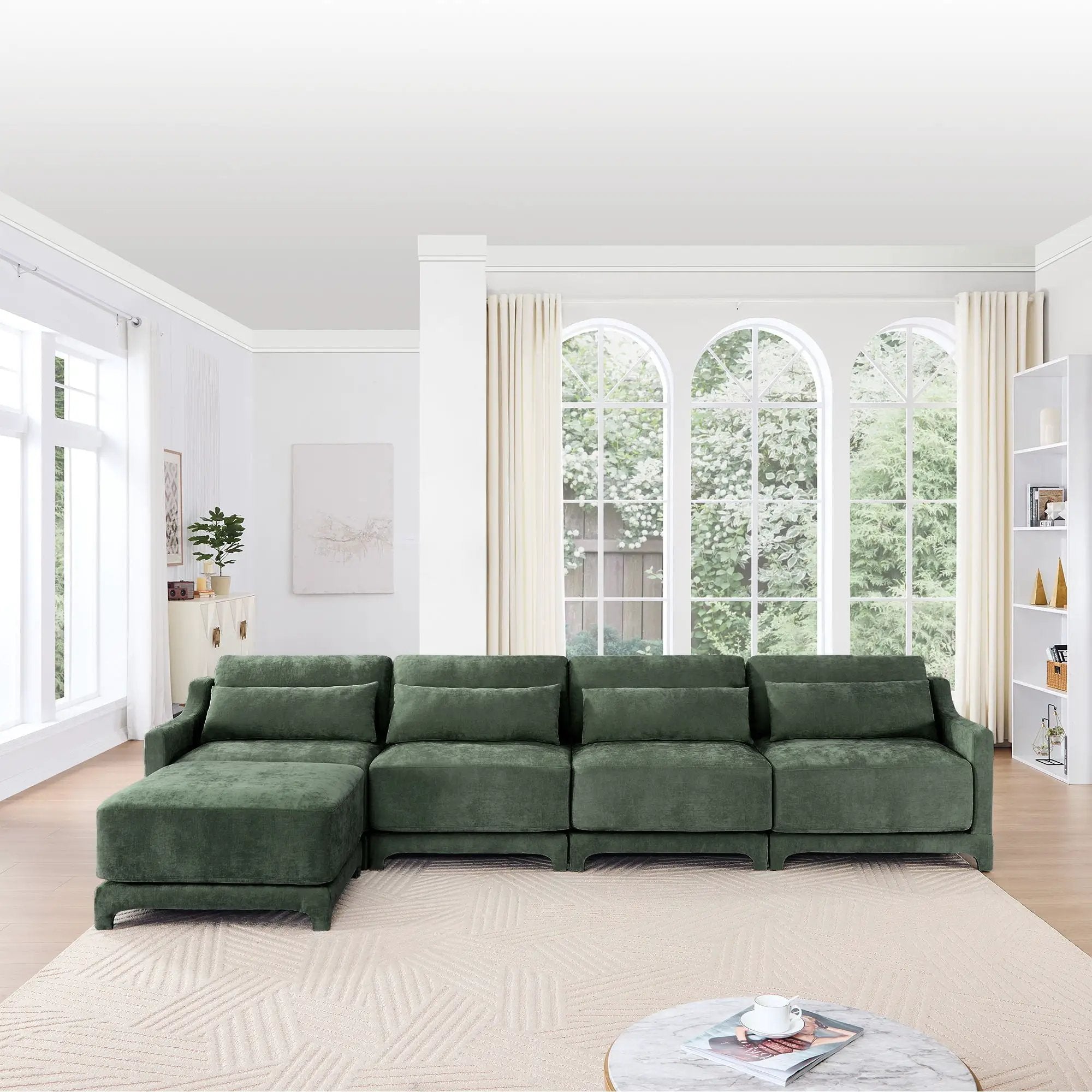 Stylish Sofa With Ottoman And Lumbar Pillows, Ergonomic Design by HouseOfZazla