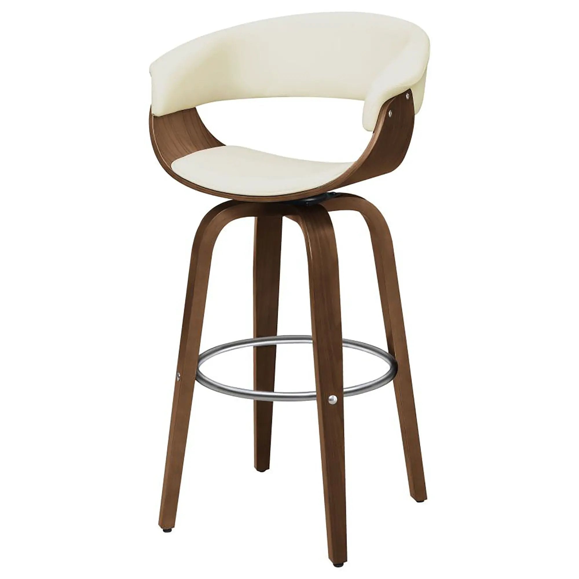 Swivel Bar Stool Elegant Design With Upholstery - Cream by HouseOfZazla