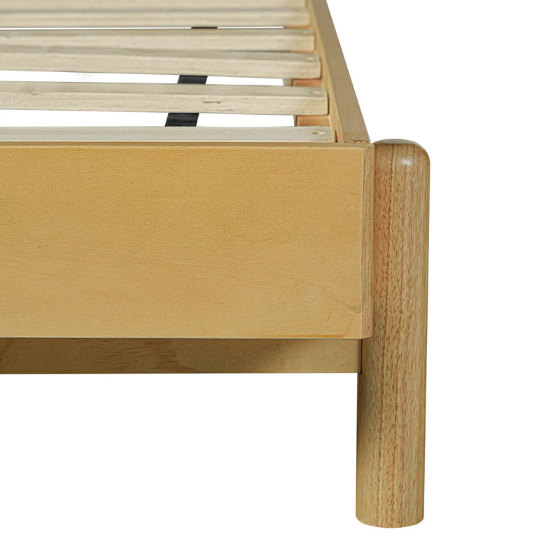 Premium Rubber Wood Platform Bed Frame, Queen Size with Headboard by HouseOfZazla