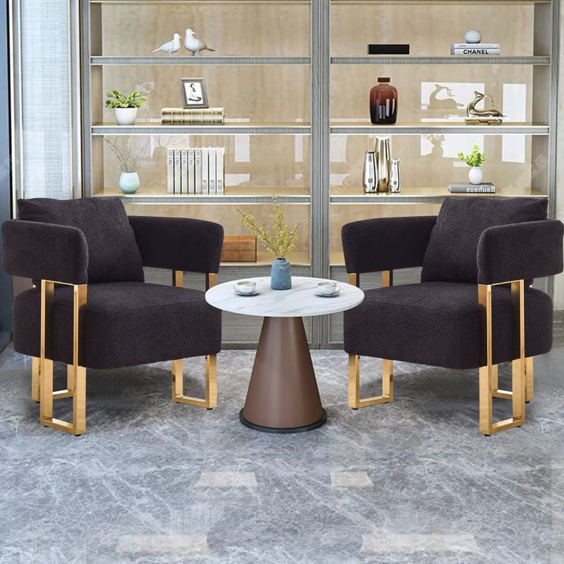 Modern Decorative Chair Teddy Fleece Upholstered And Metal Foot by Unique Piece Furniture