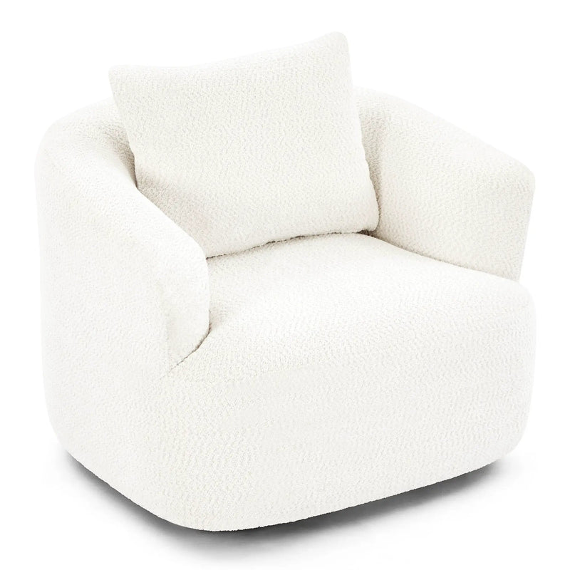 360° Swivel Barrel Sofa Chair With Throw Pillow, Upholstered Accent Chair by HouseOfZazla