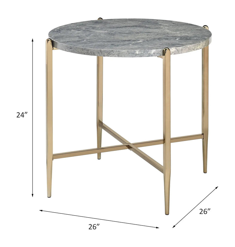 Tainte - End Table - Faux Marble Top & Champagne by Unique Piece Furniture