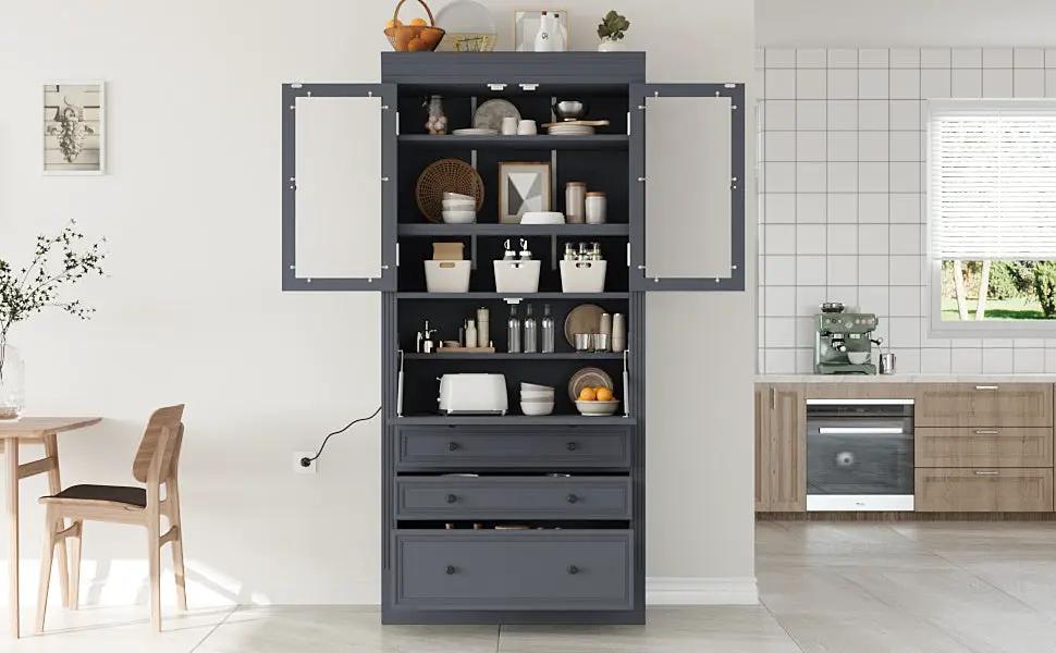TOPMAX 36 x 16.5 x 78 Inch Freestanding Kitchen Pantry Storage Cabinet by HouseOfZazla
