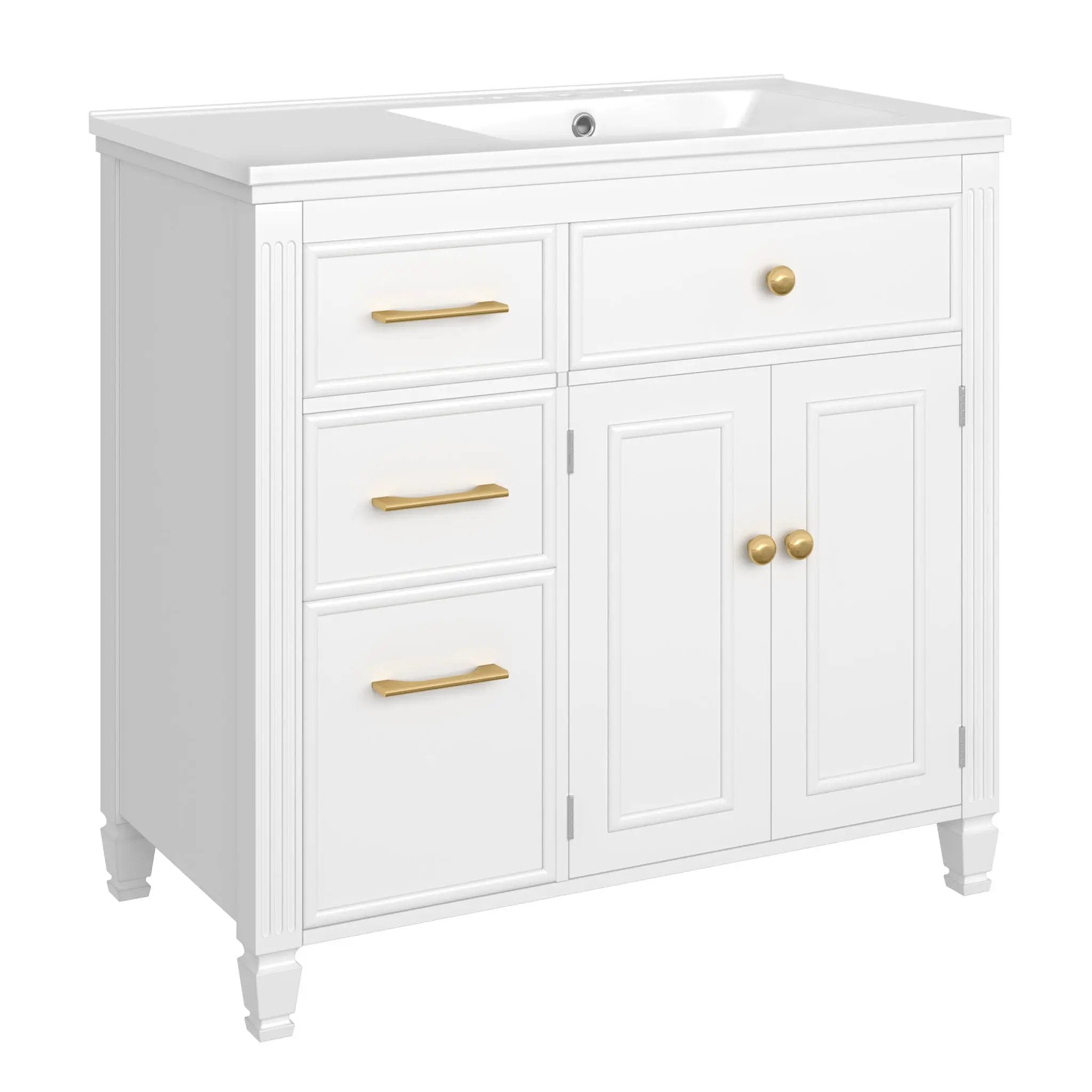 Modern Bathroom Vanity With Ceramic Sink, Freestanding