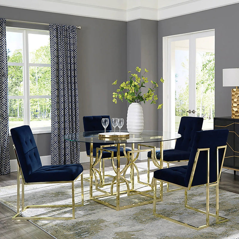 Starlight Square Metal Dining Table Base Brass by Unique Piece Furniture