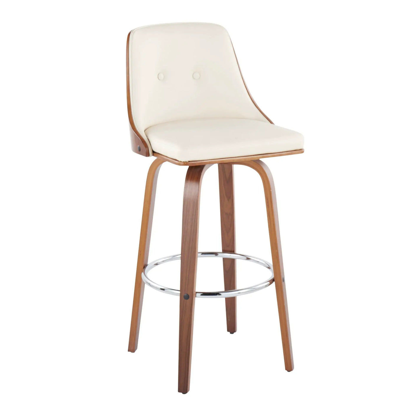 Gianna - Mid Century Modern Fixed Height Barstool With Swivel With Round Footrest (Set of 2) by HouseOfZazla