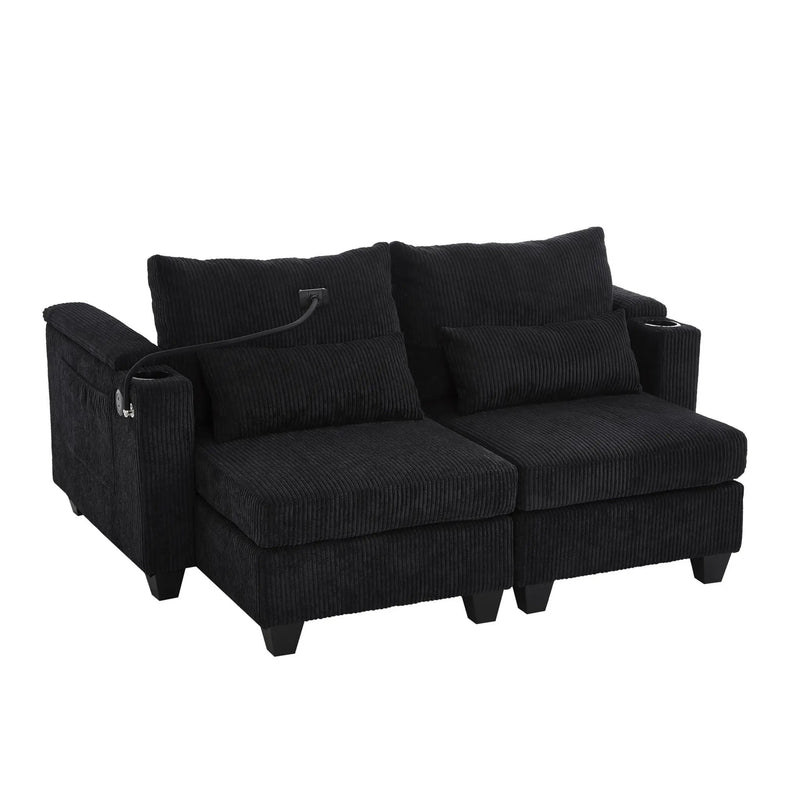 Convertible Chaise Lounge Sofa Chair With USB Ports, Cup Holders, Phone Holder And Storage by HouseOfZazla