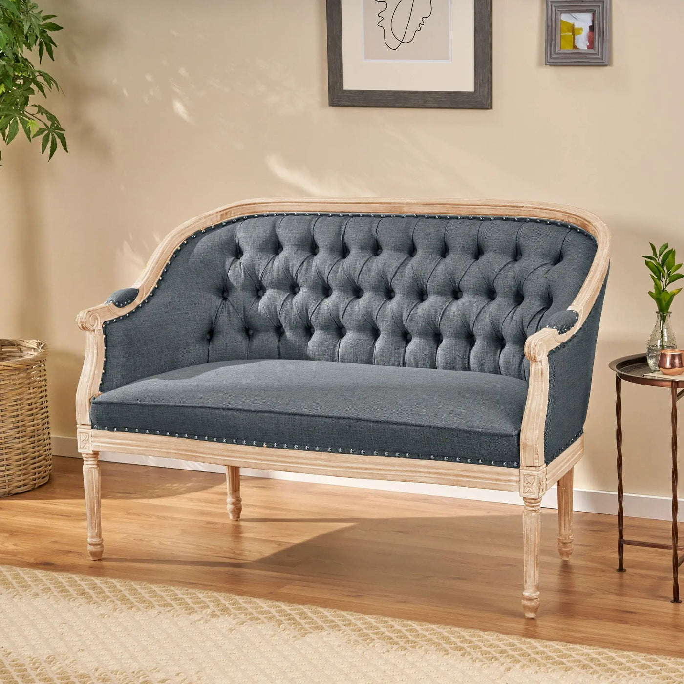 French Country Chesterfield Style Tufted Loveseat by HouseOfZazla
