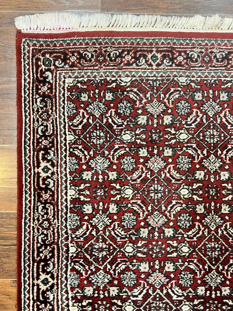 Indo Persian Runner Rug 2.7 x 8, Wool Hand Knotted Vintage Carpet, Red Black, Herati Allover Pattern, Oriental Runner, Rug for Hallway by Jewel Rugs