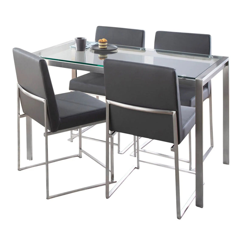 Fuji - High Back Contemporary Dining Set, Glass 5 Piece by HouseOfZazla