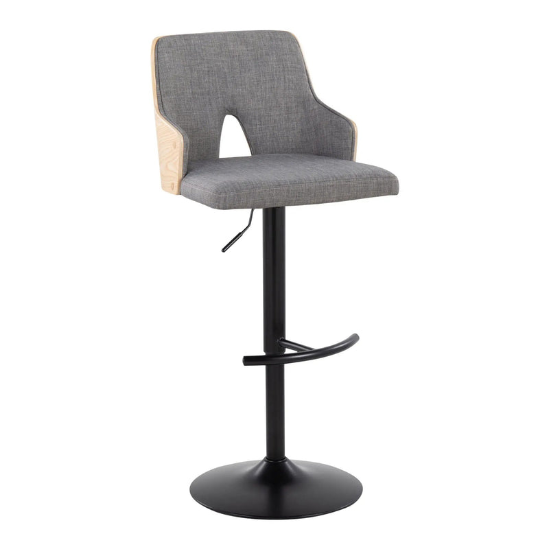 Stella - Contemporary Adjustable Barstool Stool With Swivel And Rounded T Footrest (Set of 2) by Unique Piece Furniture