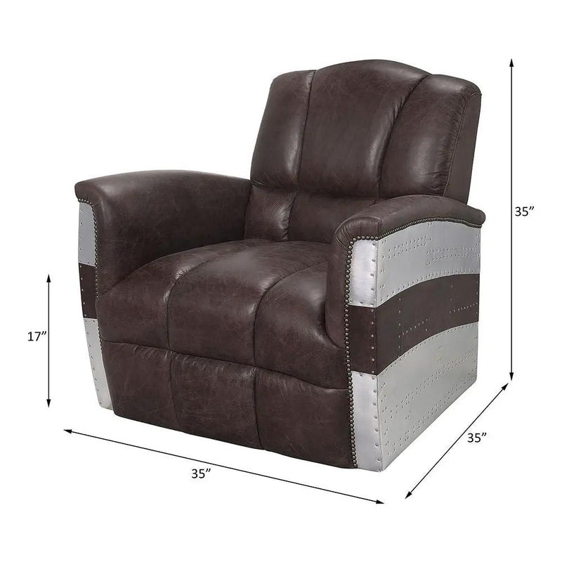 Brancaster - Accent Chair - Retro Brown Top Grain Leather & Aluminum by Unique Piece Furniture