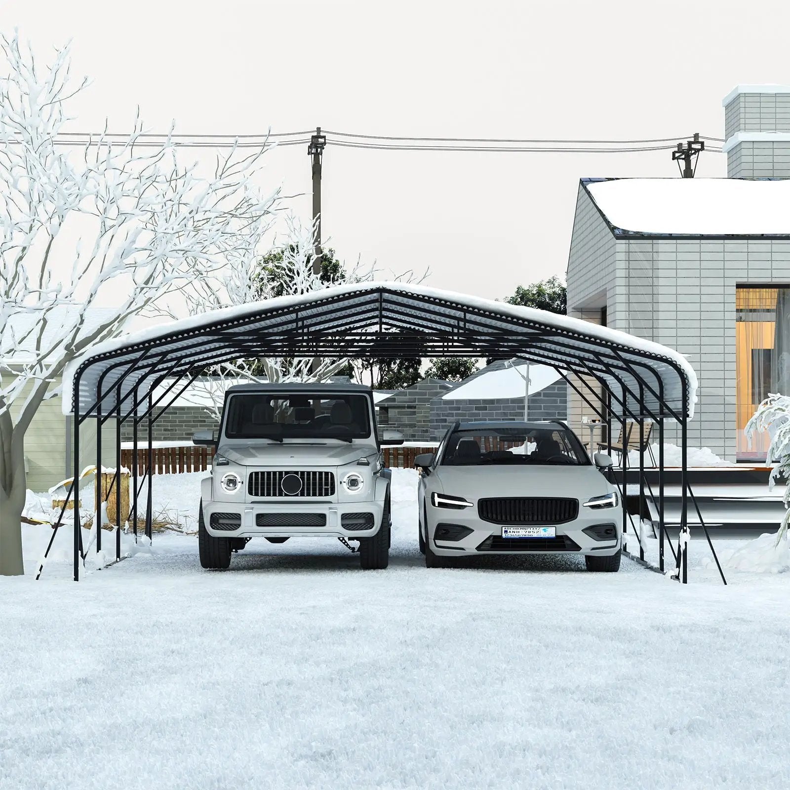 Heavy Duty Carport, All Weather Shelter - Black by HouseOfZazla