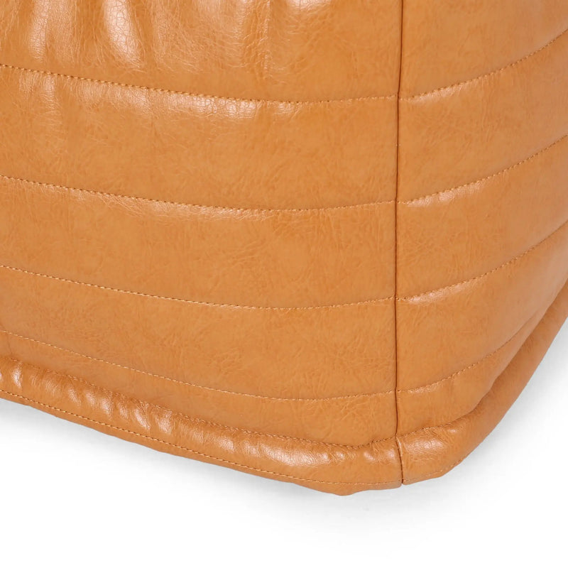 Bambo - Rectangle Pouf Ottoman Floor Cushion - Caramel by Unique Piece Furniture