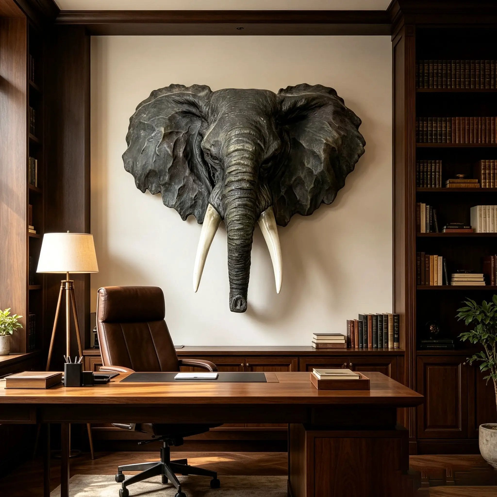 15.75" Wide Realistic Elephant Head Wall Sculpture by HouseOfZazla