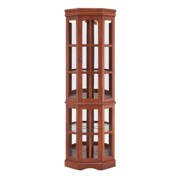 Corner Curio Cabinet With 5 Shelves And Lighting System (E26 Light Bulb Not Included)