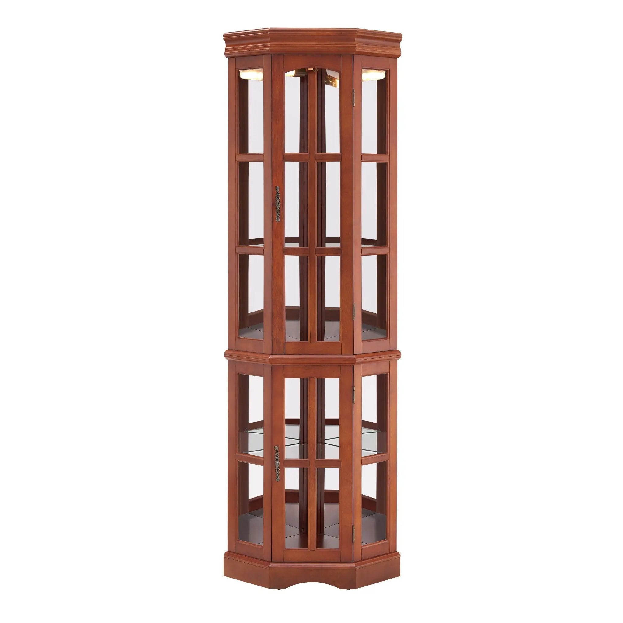 Corner Curio Cabinet With 5 Shelves And Lighting System (E26 Light Bulb Not Included) by Unique Piece Furniture