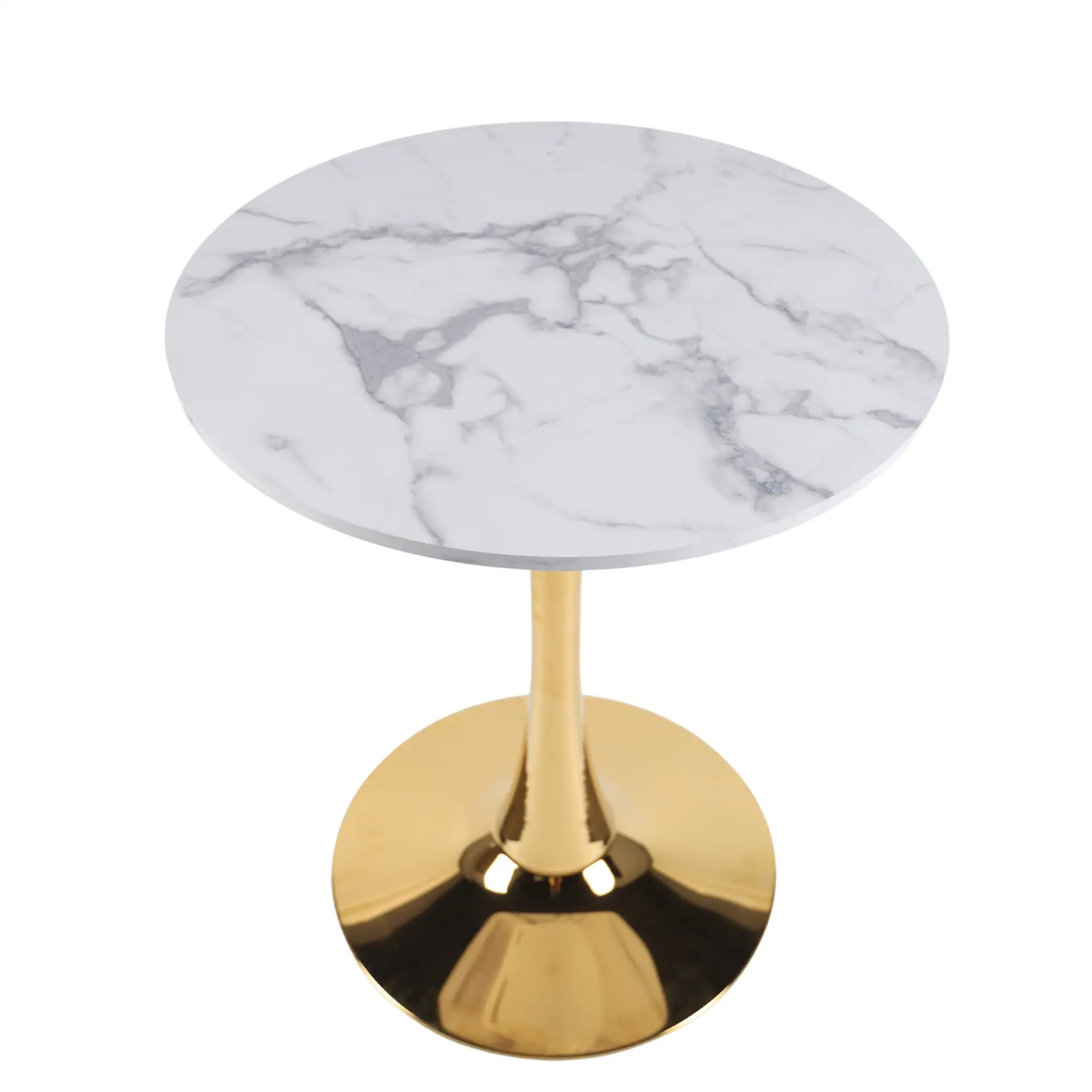 White Marble Tulip Dining Table with Golden Legs by HouseOfZazla