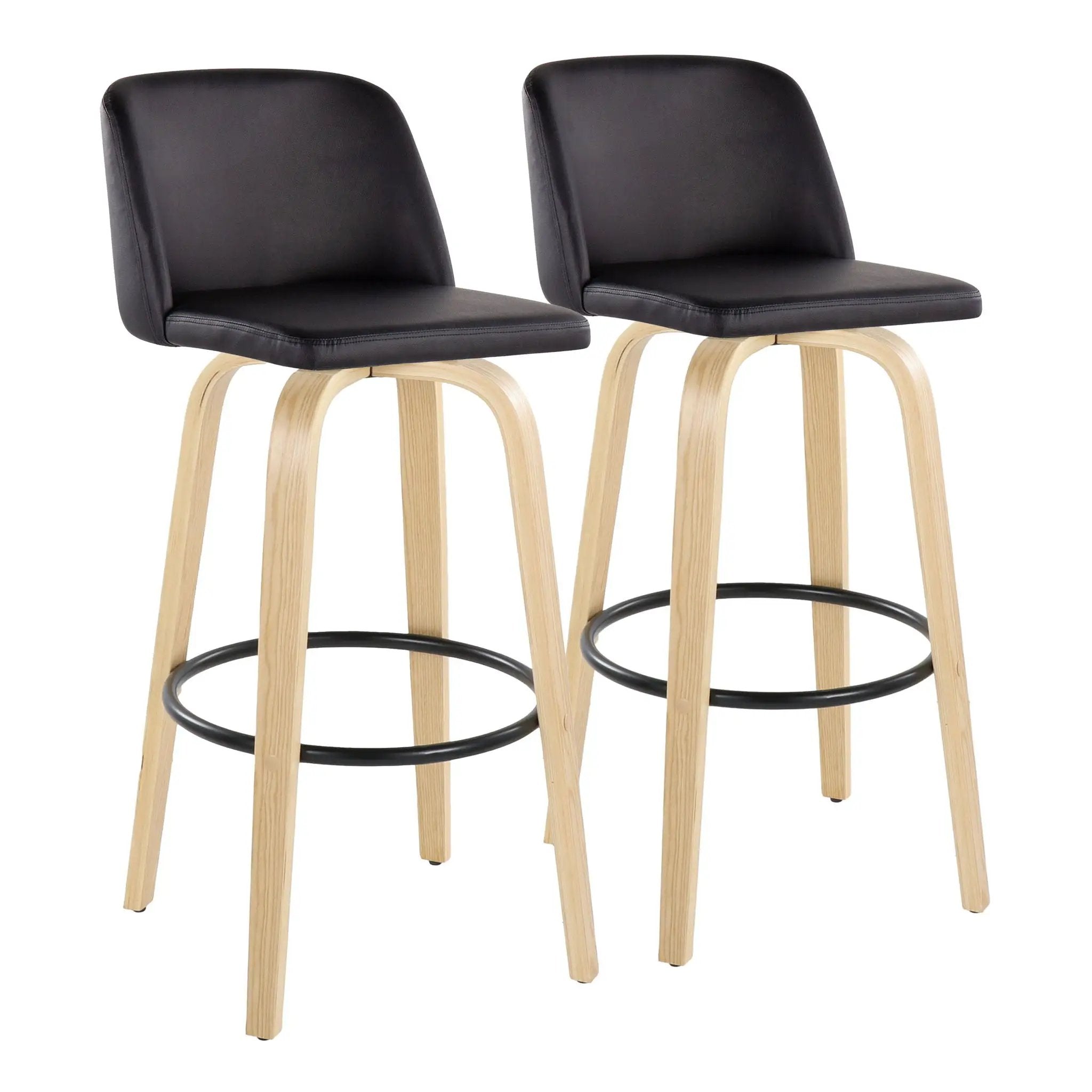 Toriano - Contemporary Fixed Height Barstool Swivel And Round Footrest (Set of 2) by Unique Piece Furniture