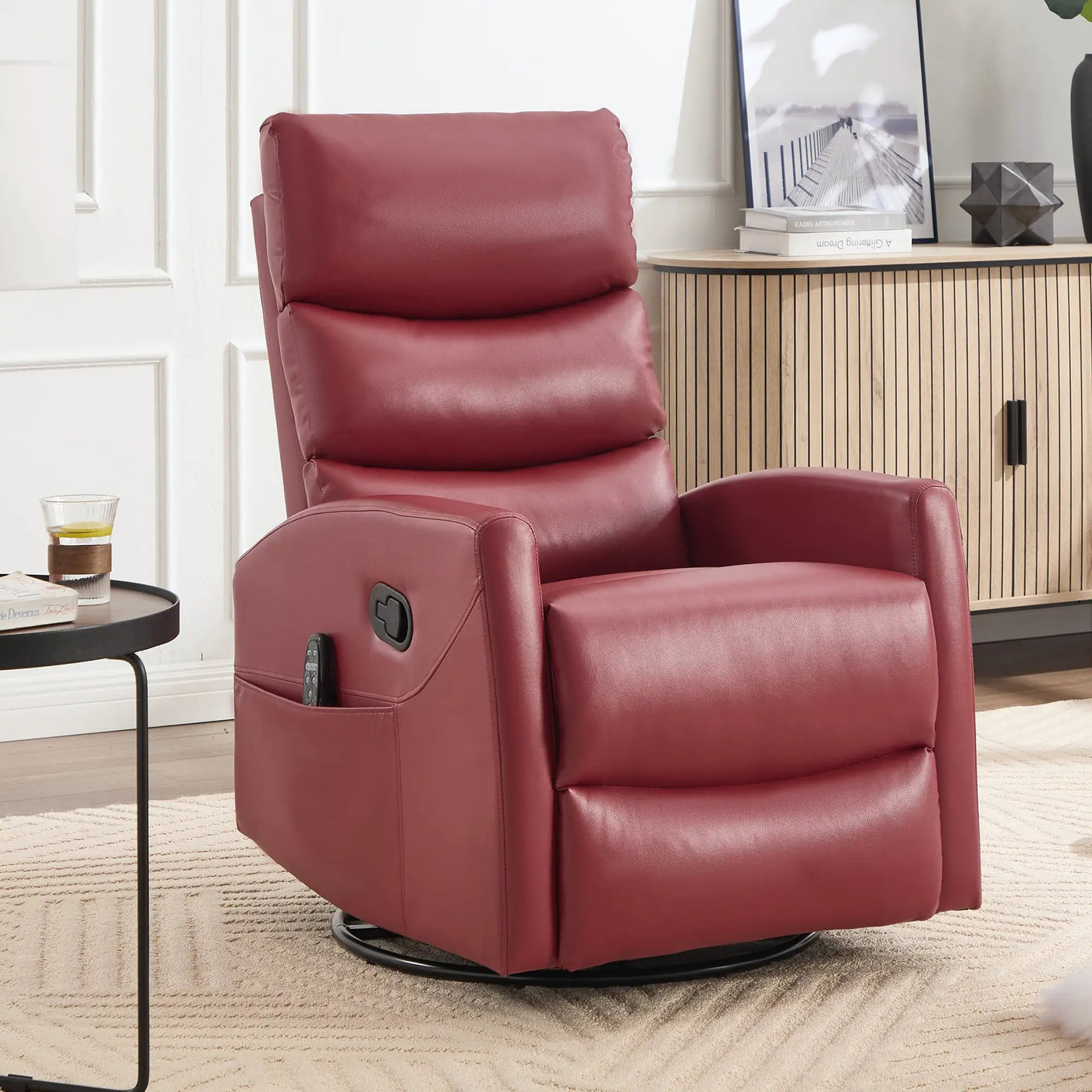 Heat Massage Manual Recliner Chair with Rocker and Swivel by HouseOfZazla