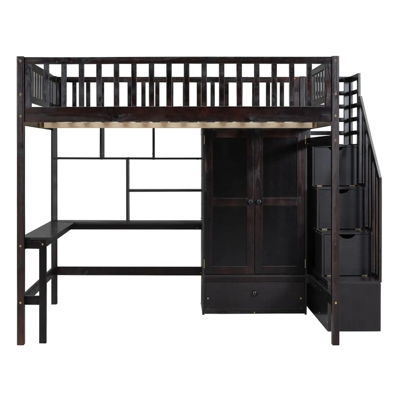 Loft Bed With Bookshelf, Drawers, Desk, And Wardrobe by Unique Piece Furniture