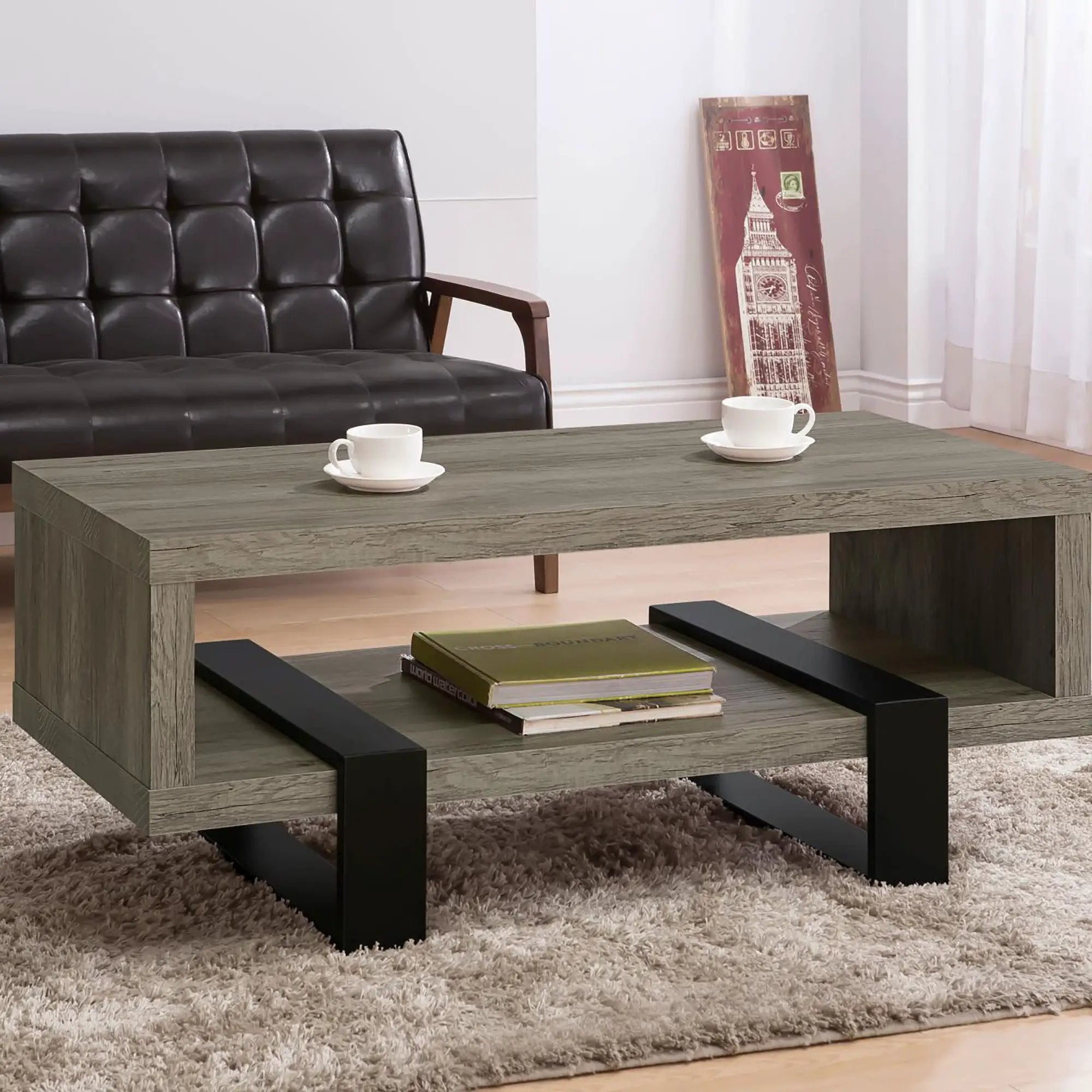 1 Shelf Coffee Table Design And Accents - Gray by HouseOfZazla