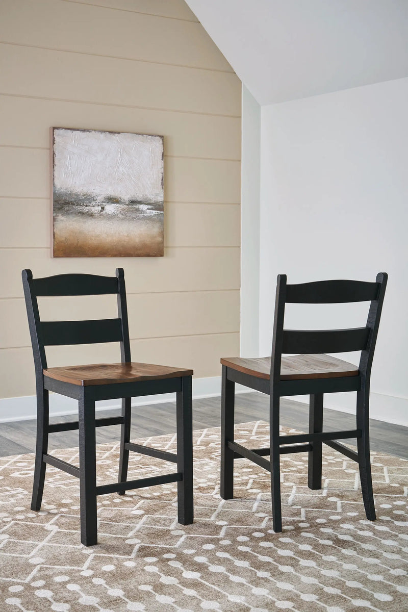 Valebeck - Barstool (Set of 2) - Black / Brown by Unique Piece Furniture