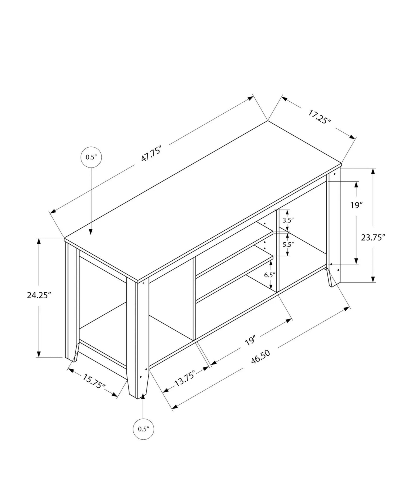 TV Stand, Console, Media Entertainment Center, Versatile Storage Shelves by HouseOfZazla