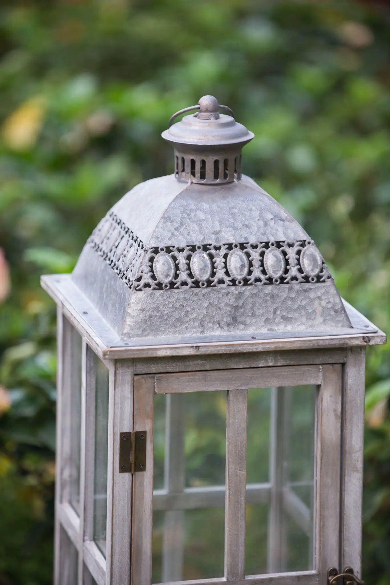 Wooden Candle Lantern Decorative, Hurricane Lantern Holder Decor For Indoor Outdoor, Home Garden Wedding - Gray by Unique Piece Furniture