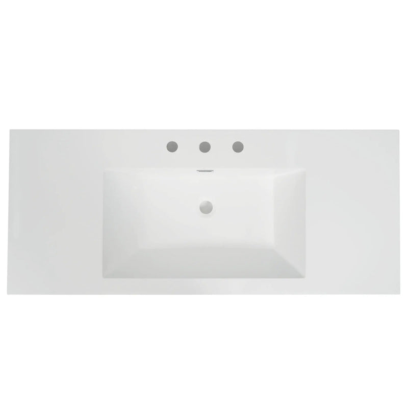 Vanity Top With 3 Faucet Holes, Rectangular Basin For Bathroom - White by HouseOfZazla
