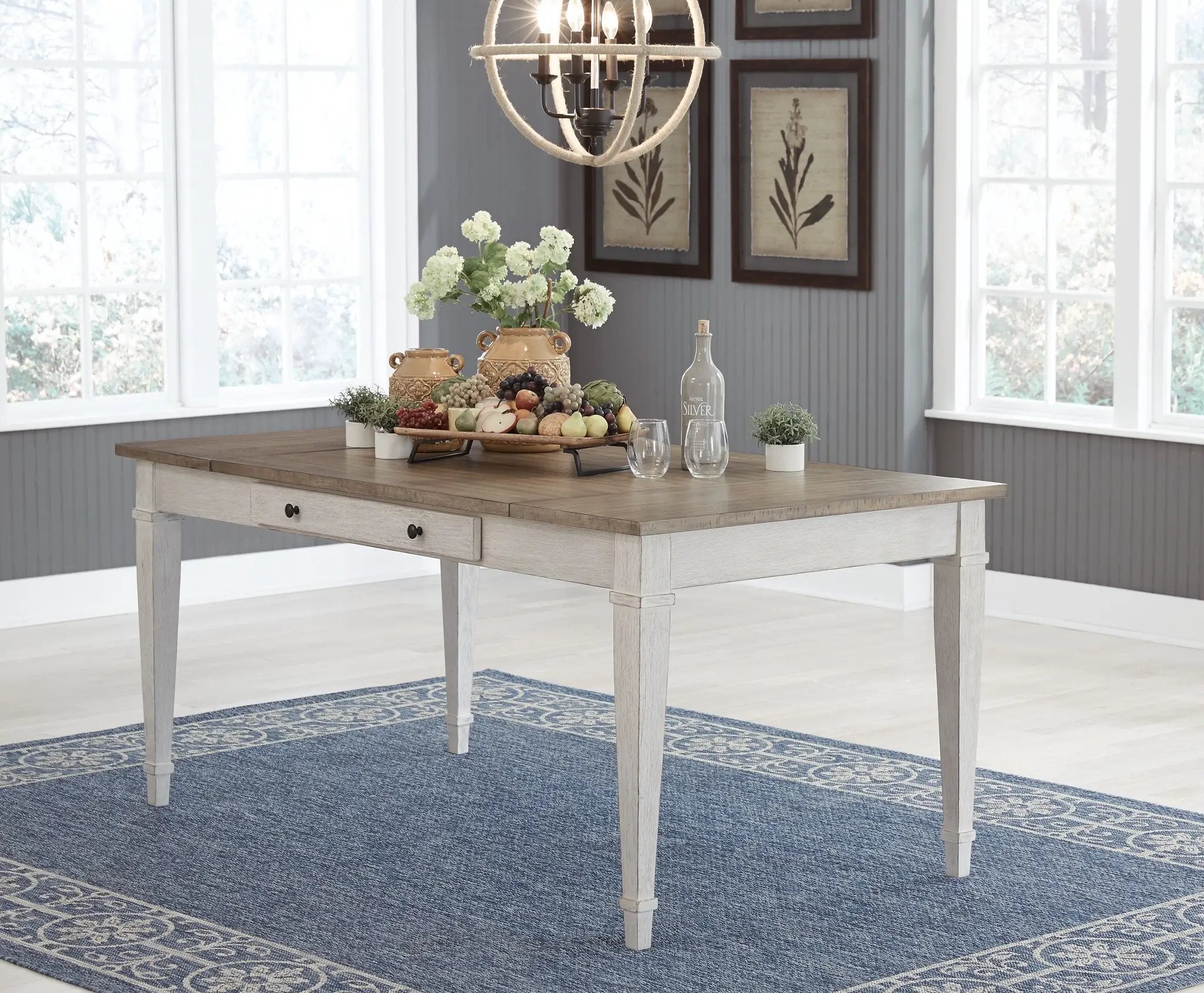 Skempton - RECT DRM Table w/Storage - White by Unique Piece Furniture