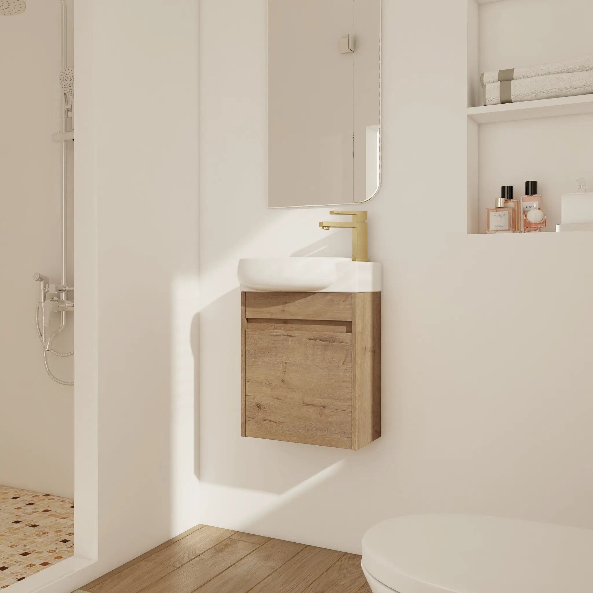 Soft Close Doors Bathroom Vanity With Sink, 16 Inch by HouseOfZazla