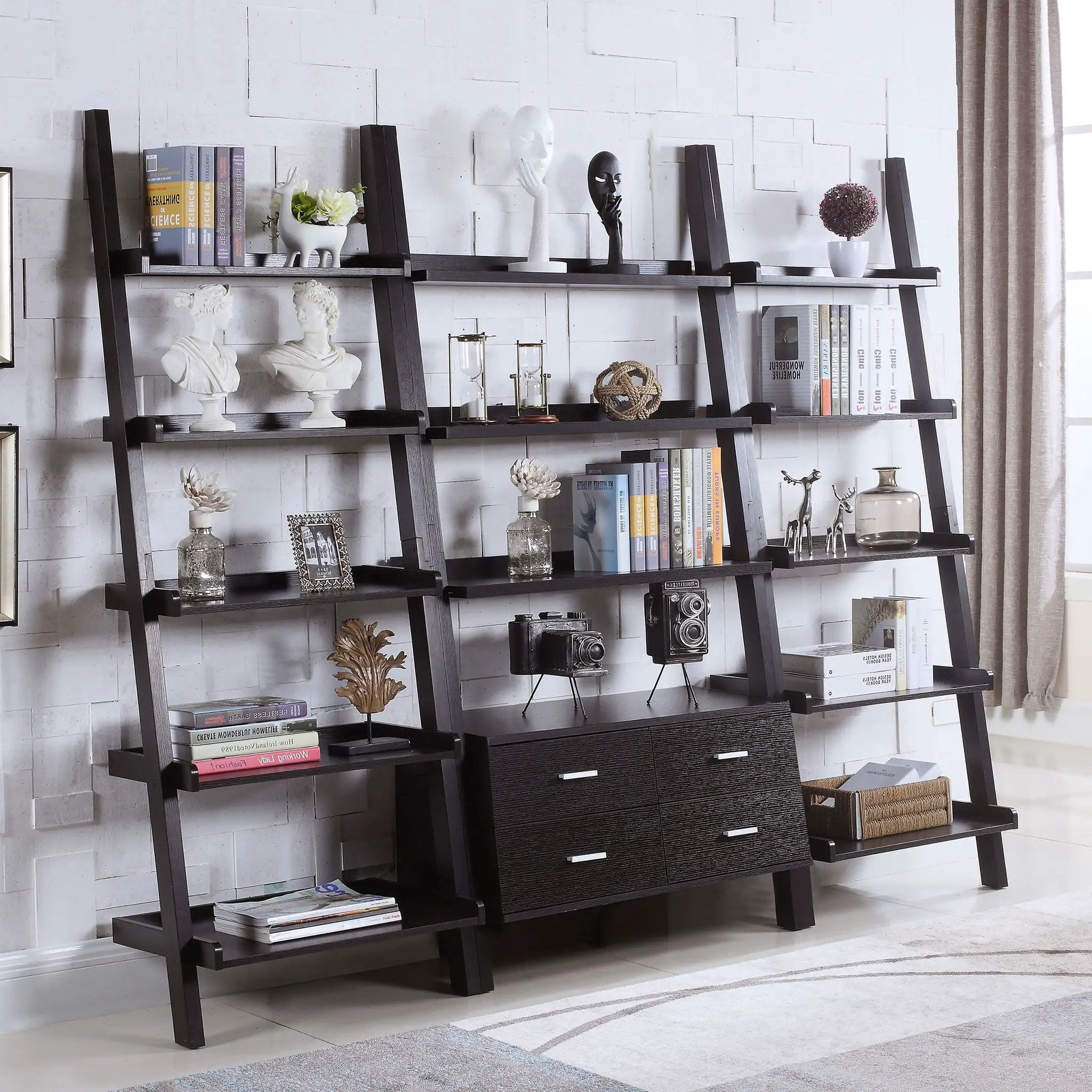 Colella 72-inch 5-shelf Storage Ladder Bookshelf Cappuccino by Unique Piece Furniture