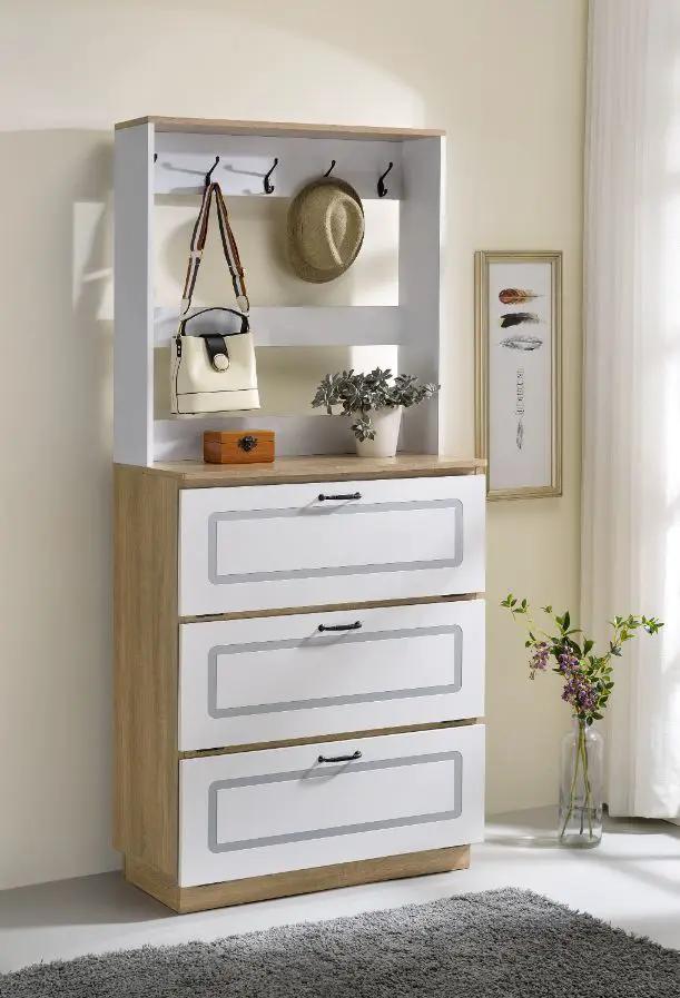 Hewett - Shoe Cabinet - Light Oak & White by Unique Piece Furniture