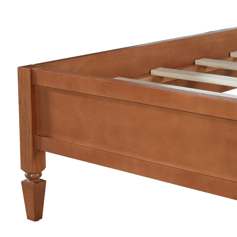 King Size Wood Platform Bed Frame with Classic Panel Headboard by HouseOfZazla