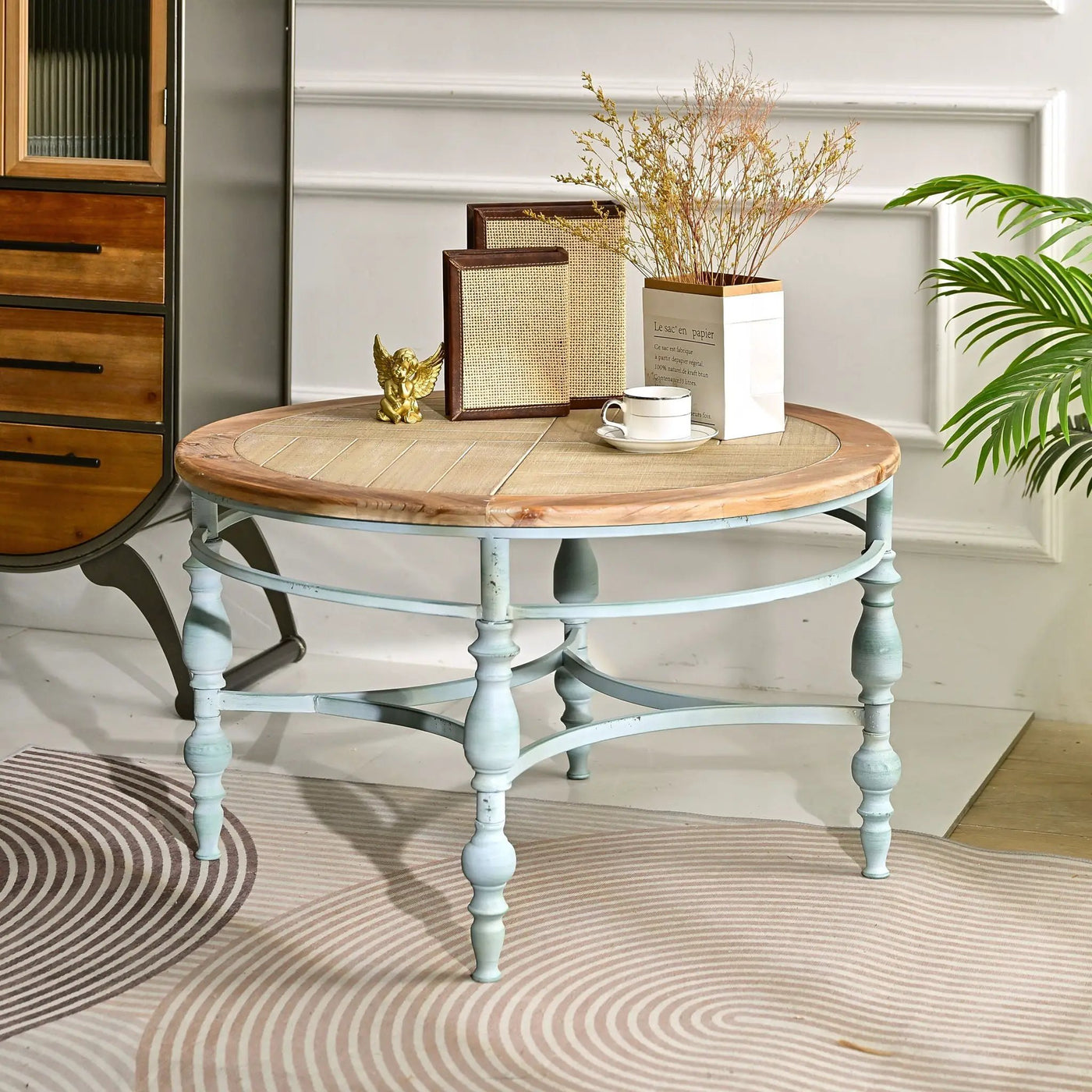 Round Top Carved Table For Living Room by HouseOfZazla