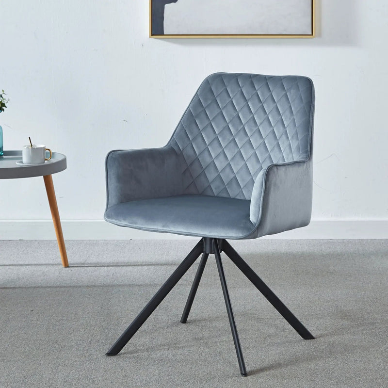 Modern Desk Chair No Wheel, Ergonomic Office Chair Home Office Upholstered Chair, Computer Chair For Bedroom, Reception Room, Living Room With Metal Legs - Blue by Unique Piece Furniture