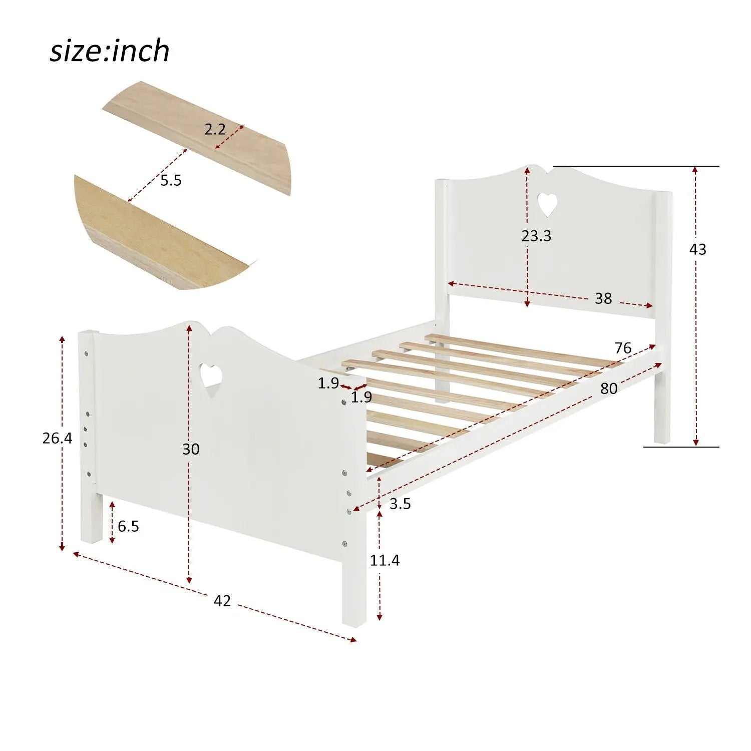 Platform Bed With Slat Support And Headboard And Footboard by HouseOfZazla