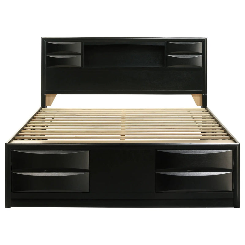 Briana Wood California King Storage Bookcase Bed Black by Unique Piece Furniture