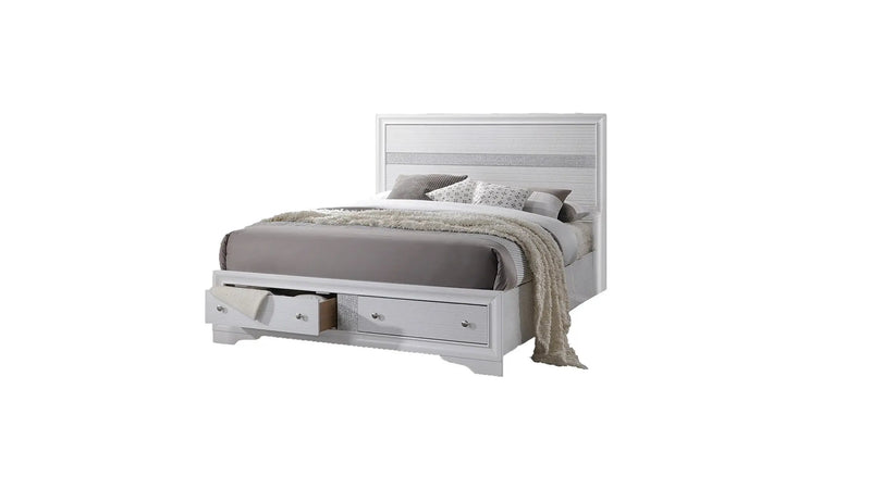 Traditional Style Queen 4 Pc Storage Bedroom Set Made with Wood in White by HouseOfZazla