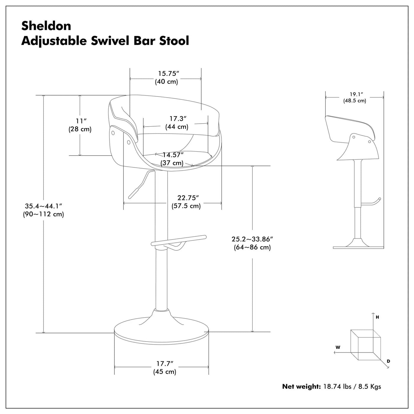 Sheldon - Upholstered Adjustable Swivel Bar Stool by Unique Piece Furniture