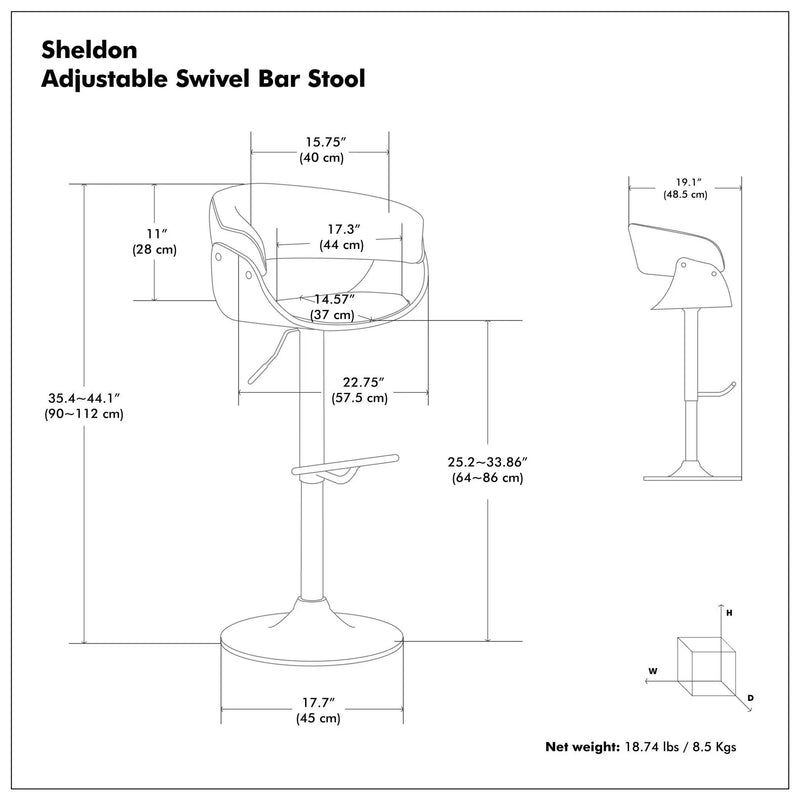 Sheldon - Upholstered Adjustable Swivel Bar Stool by HouseOfZazla