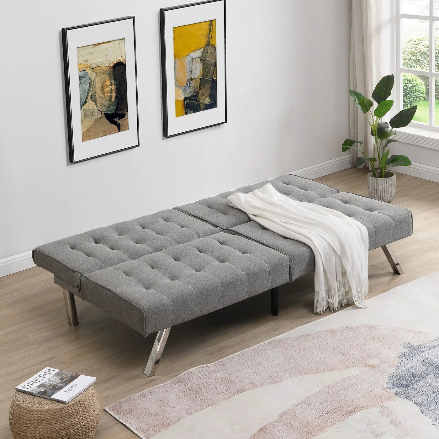 Modern Sofa Bed With Wood Frame And Stainless Legs by HouseOfZazla