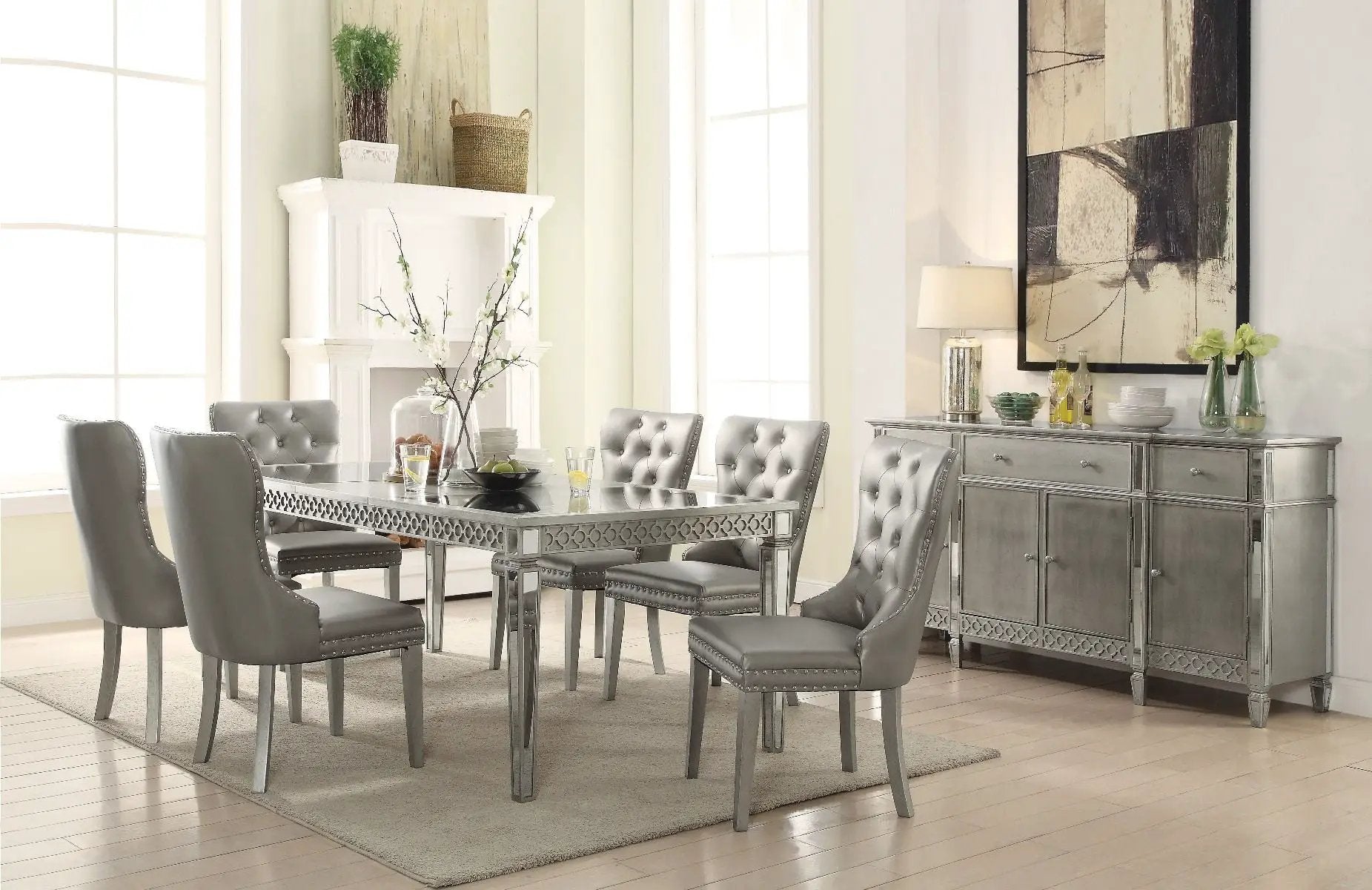Kacela - Side Chair (Set of 2) - Champagne Synthetic Leather & Champagne by Unique Piece Furniture