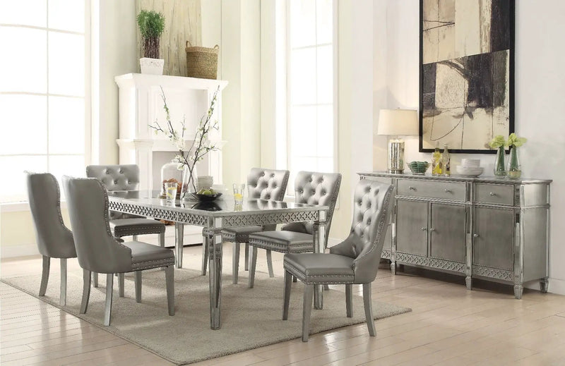 Kacela - Side Chair (Set of 2) - Champagne Synthetic Leather & Champagne by Unique Piece Furniture